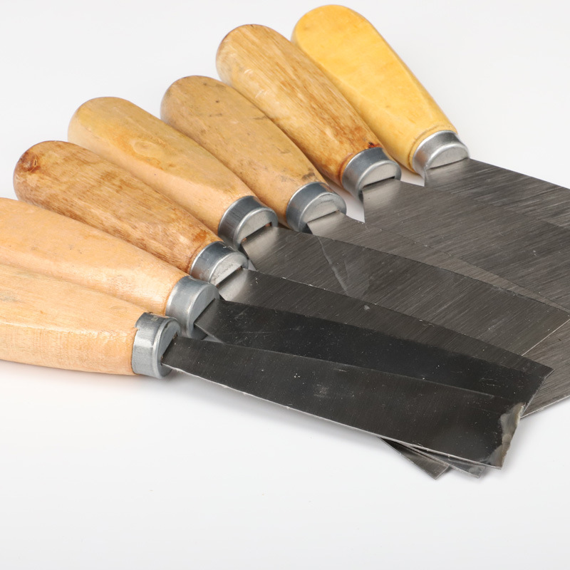 Cuchillo de masilla de mango redondo al por mayor de fábrica cuchillo de masilla de mango de madera cuchilla de acero al carbono cuchilla de limpieza raspador cuchillo de masilla cuchillo por lotes