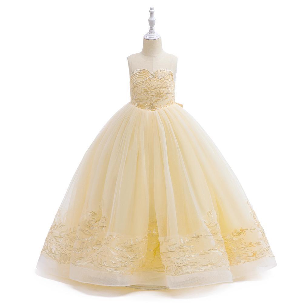 Comercio exterior vestido de niños medio y grande vestido sin mangas bordado de niñas vestido de fiesta vestido de noche vestido de princesa