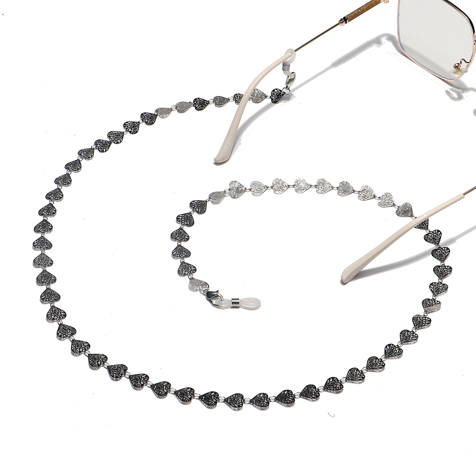 Silver Color Fashion Peach Heart Stainless Steel Glasses Chain
