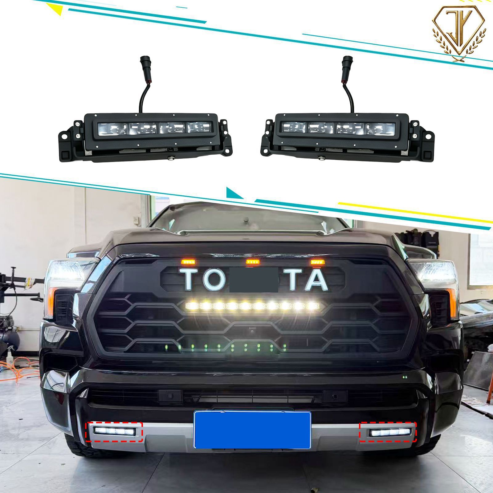 Suitable for 2022+ Toyota Sequoia high-end models, white light fog lights