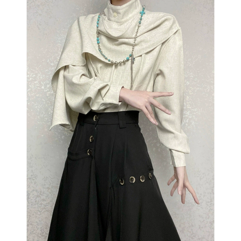 Комплект из двух предметов/элитная рубашка Yohji Yamamoto, асимметричный топ, новая нишевая рубашка в стиле шинуазри