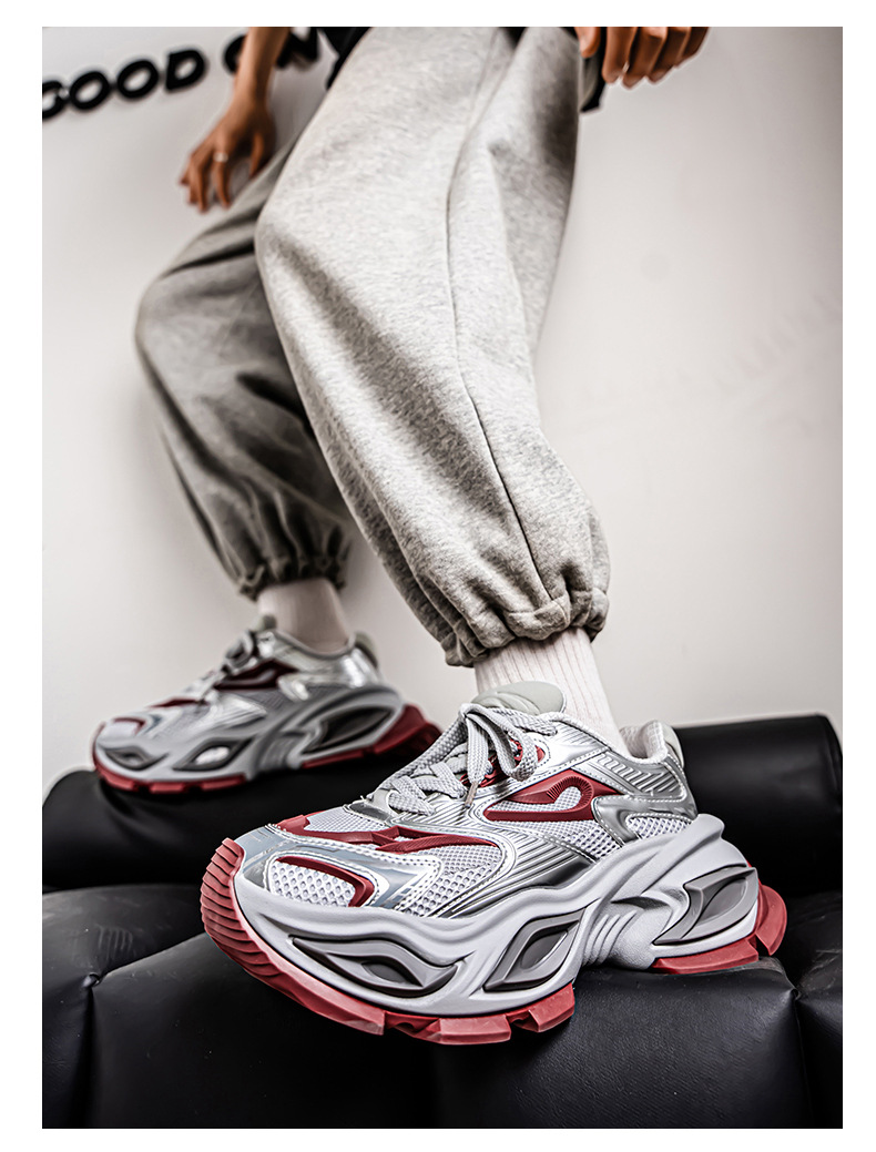 2025 Men's Summer Casual New Youth Sports Style Thick-Soled Dad Shoes Unique Niche Breathable Height Increasing_vogvips.com