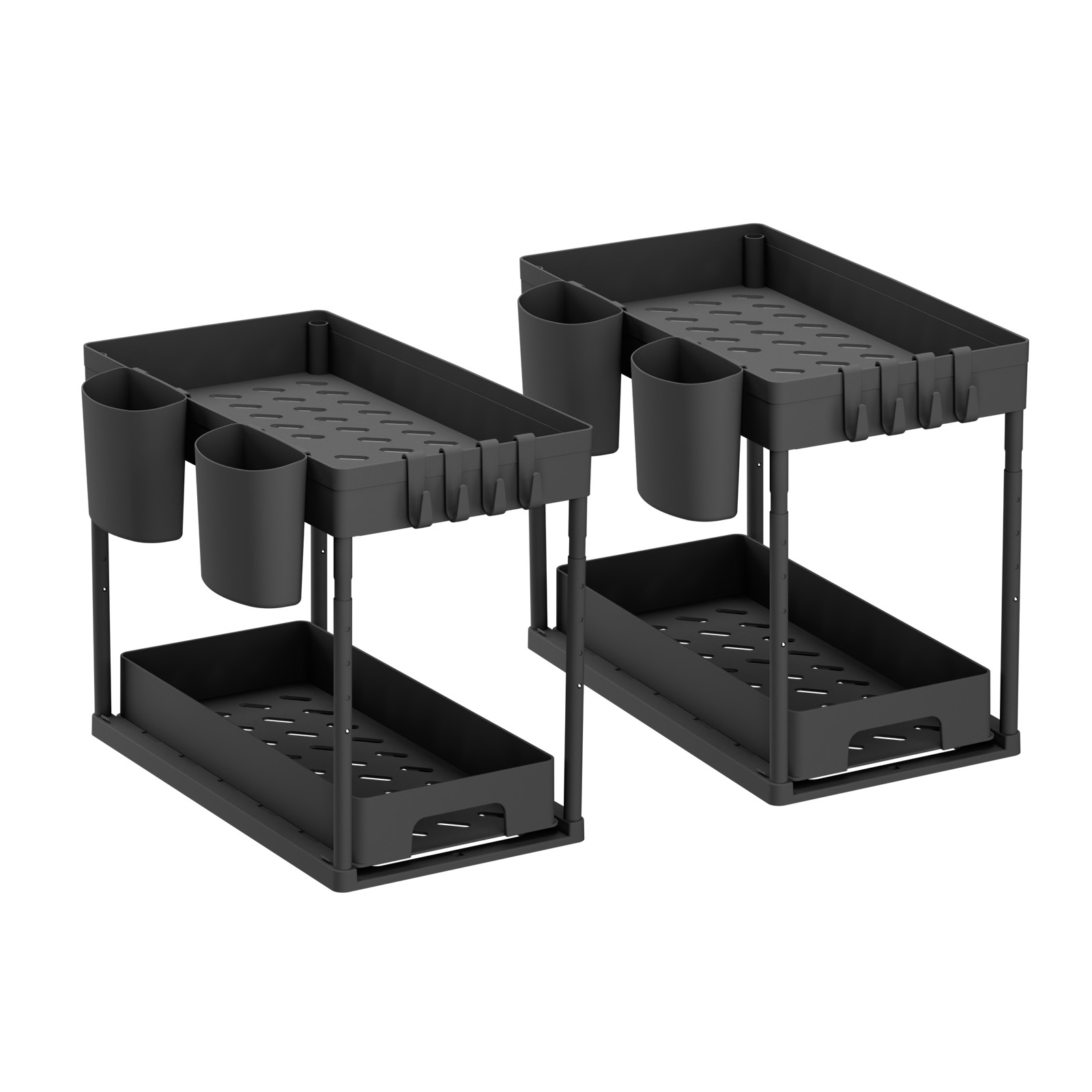 Amazon fregadero de almacenamiento rack multi-funcional de plástico de doble capa de cocina de almacenamiento de rack extraíble de almacenamiento de baño rack