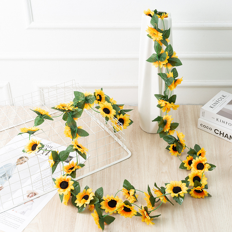 Duofu Simulated Sunflower Rattan Wholesale Attic B&B Decorative Flower Vine Sunflower Vine Pastoral Silk Vine Duofu Simulated Sunflower Rattan Wholesale Attic B&B Decorative Flower Vine Sunflower Vine Pastoral Silk Vine