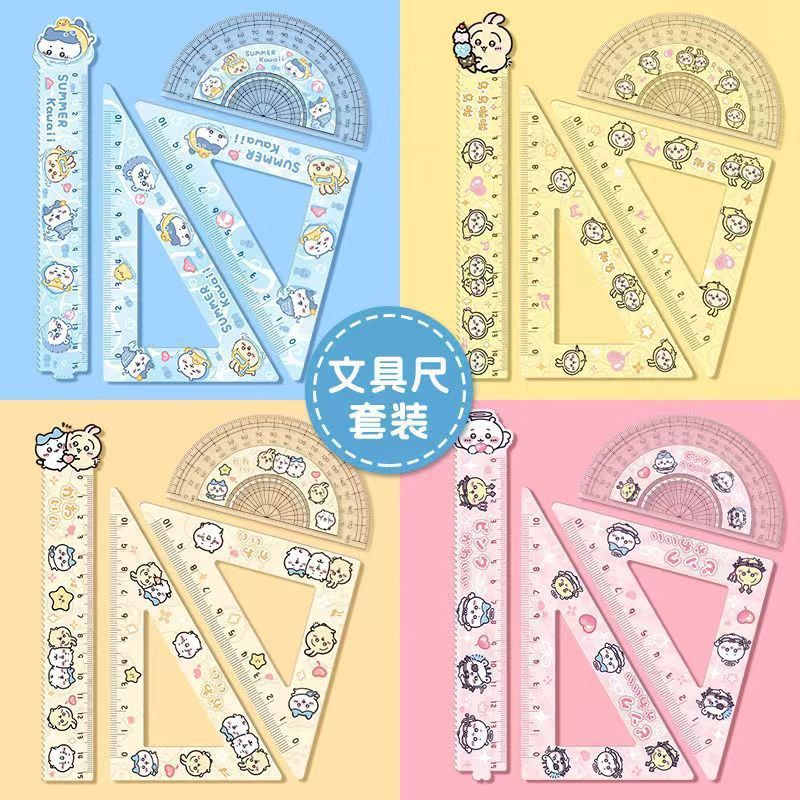 Jiyikawa 小学生向け定規セット 高品質アクリル定規文具 15cm 定規 三角定規セット|undefined