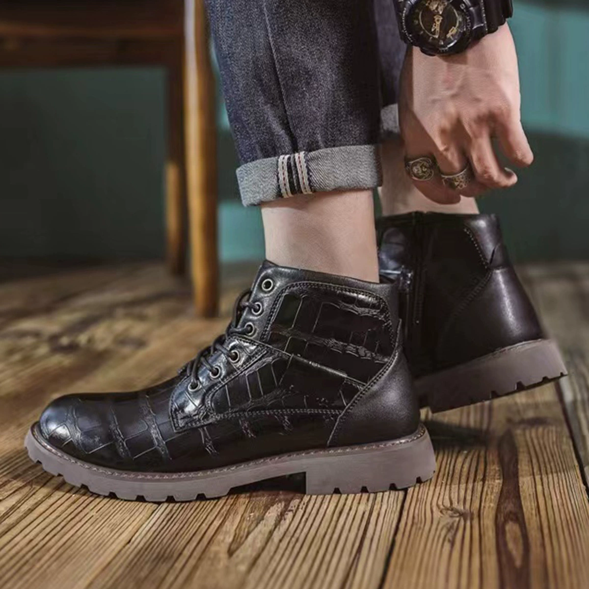 2024 новые сапоги Martin с низким каблуком мужские износостойкие носить британские сапоги