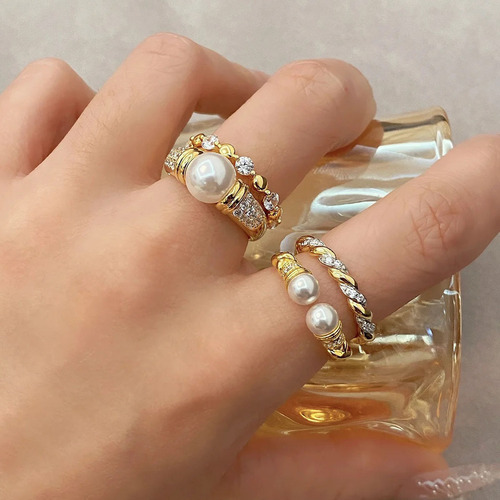 Vintage Diamond-Encrusted Pearl Ring for Women - Traditional Chinese Style, Versatile, Personality, Gray Pearl, Unique Design, Index Finger Ring
