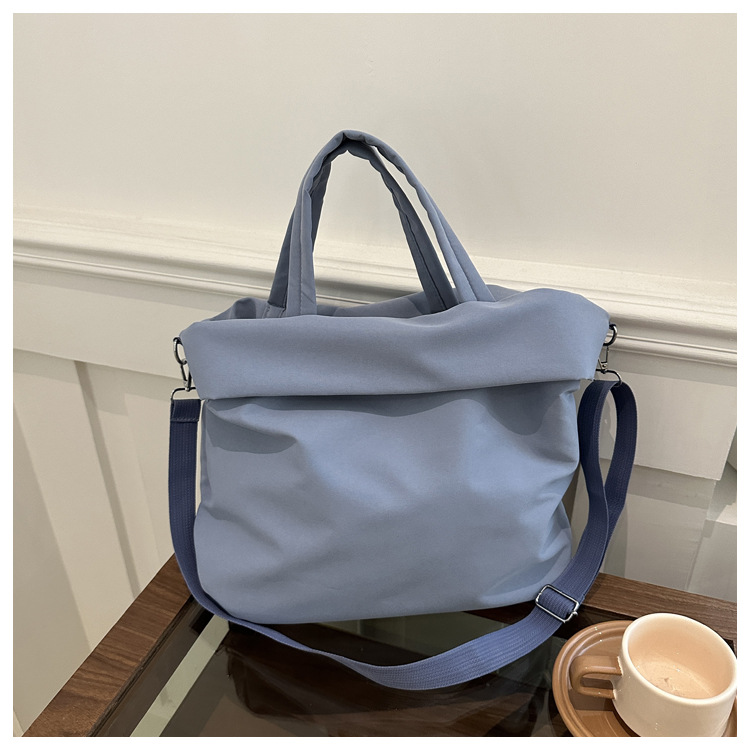 New casual nylon fashion solid color 2024 large-capacity solid color tote canvas crossbody single-shoulder hand-held Tote bag undefined