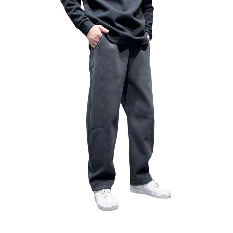 Invierno nuevo estilo de hombre con terciopelo engrosado cimetaje pantalones de corte tridimensional pantalones de pierna ancha de moda pantalones casuales rectos