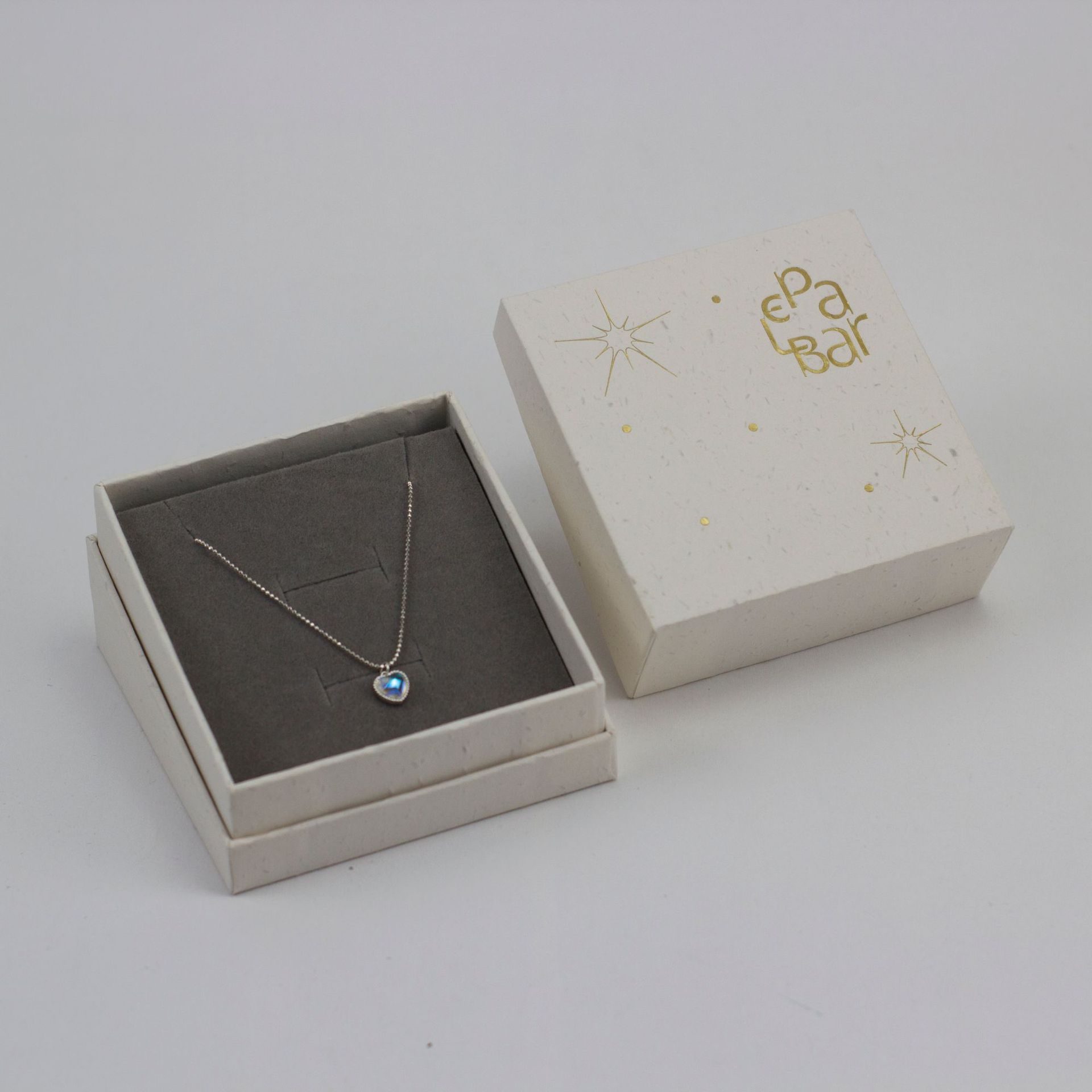 ins米色正方形三合一天地盖手链吊坠银饰饰品包装盒首饰盒ins风