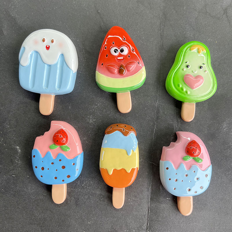 Popsicle tridimensional resina refrigerador pegatinas mensaje de casa Dibujos animados de verano fresco lindo sandía hierba ciruela