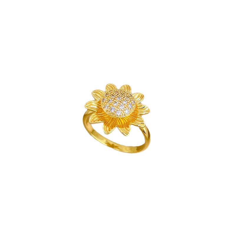Anello girevole a forma di girasole, regolabile, gioiello semplice, anello giapponese, anello per coppie_voghion.com