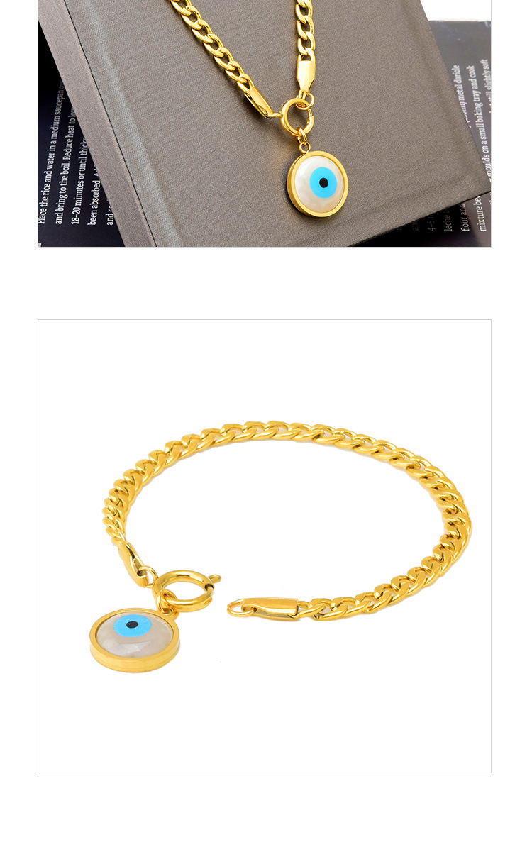 Fashion Eye Titanium Steel Pendant Necklace Inlay Shell Stainless Steel Necklaces 1 Piece