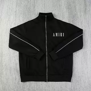 新款美式AMIRI字母印花拉裤夹克运动长裤男女套装教练服休闲长裤