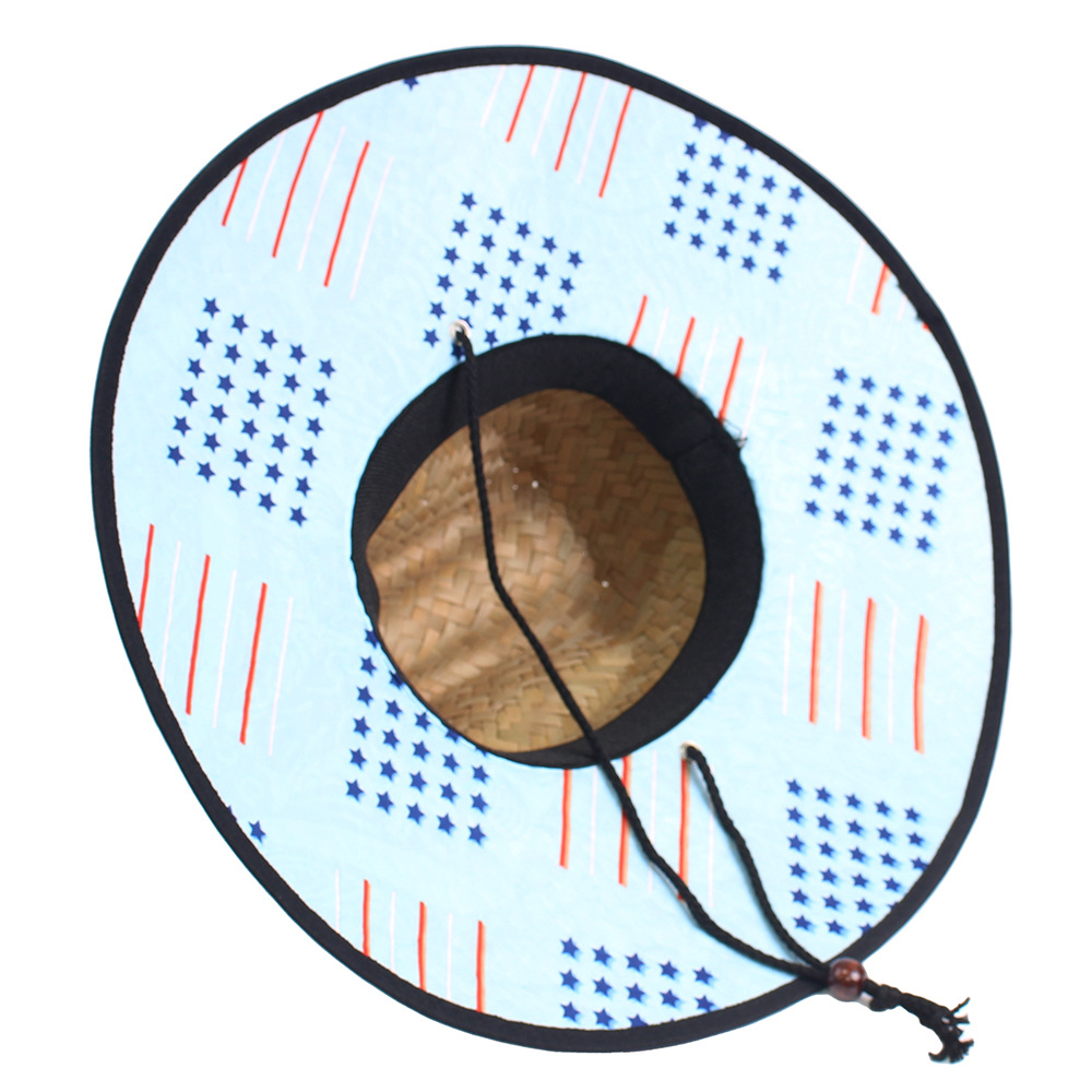 Sombrero de paja para hombre estilo playa, diseño salvavidas, moda verano 2024