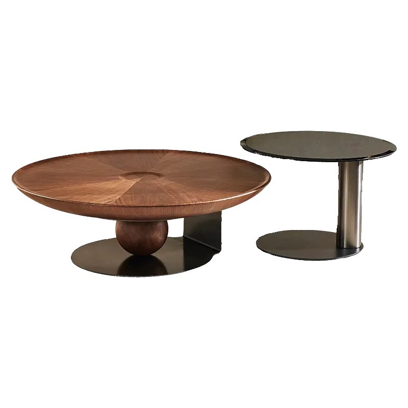El estilo italiano de la silencia del viento moderno simple platillos voladores mesa de té sala de estar alta sensación de madera sólida de color nuez tamaño redondo combinación de varios image 6