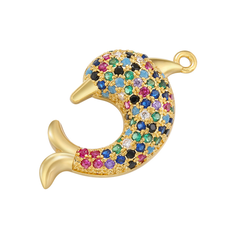 1 Piece Cute Sweet Dolphin Brass Plating Inlay Pendant Jewelry Accessories display picture 6