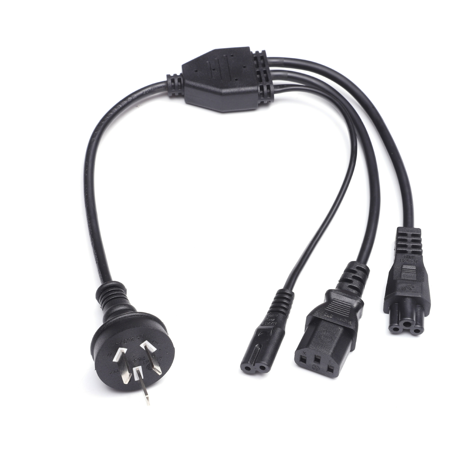 国标一分二品字尾电源线 一拖三插头线 品字尾八字尾梅花尾连接线