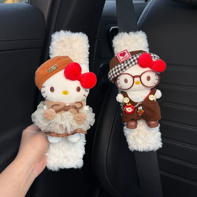for Women, Seat belt shoulder pad - white-plush-shoulder-pads-toffee-kitty-workwear-kitty