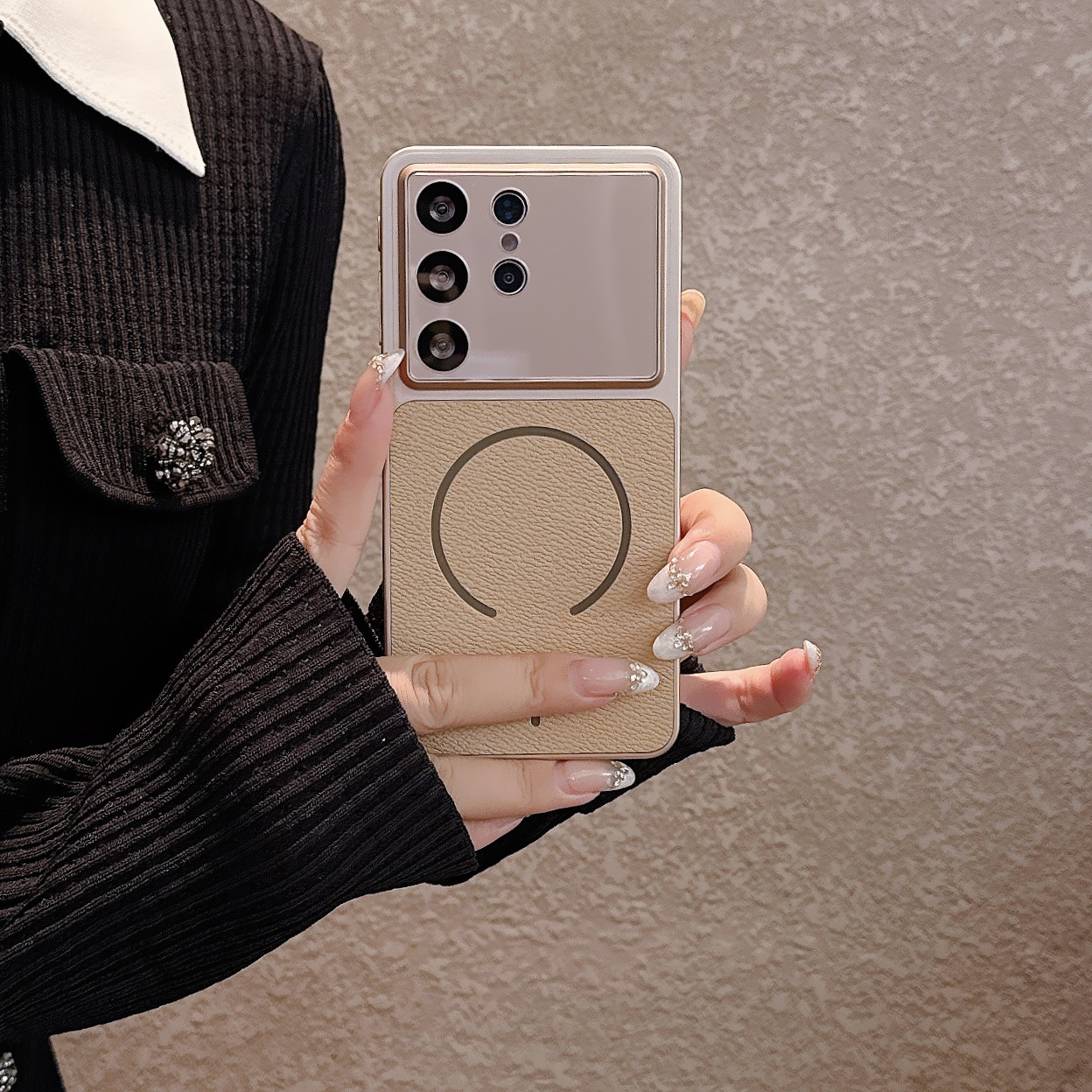 Magnetic Phone Case V-pattern Stylish Protective Cover For Galaxy_voghion.com