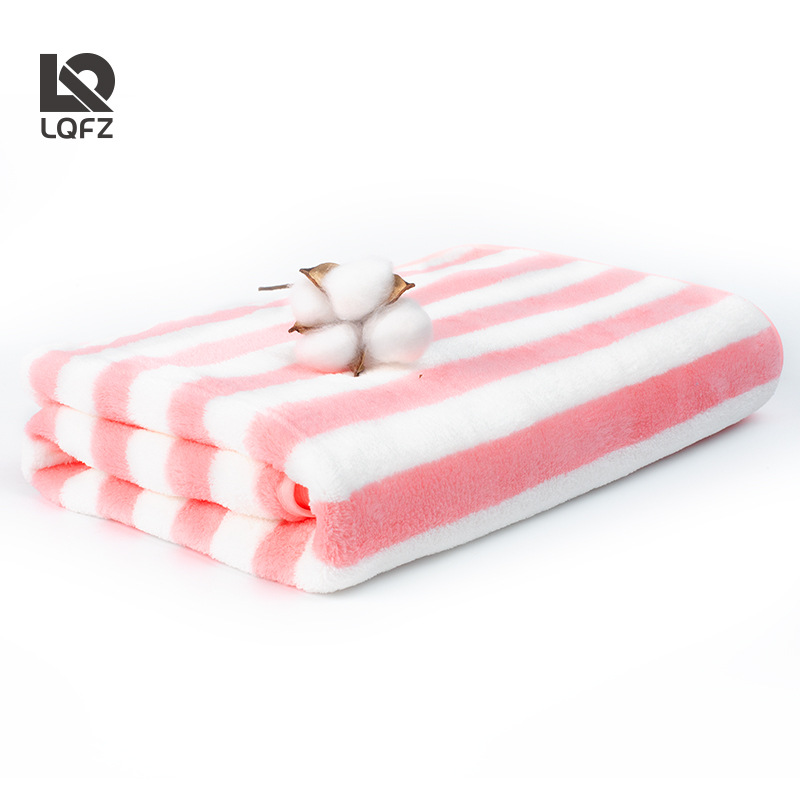 Toallas de baño de lana de coral a rayas para adultos, toallitas de playa personalizadas para bebés, toallas de baño al por mayor