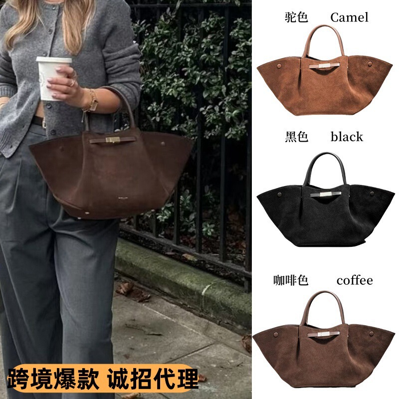 Cross-Border Popular Demellier Frosted Wing Bag Retro Autumn and Winter New Suede Satchel Tote Bag Shoulder Bag