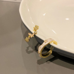 韓系法式仙氣小花朵素圈戒指女小眾獨特時尚百搭氣質蝴蝶配飾指環