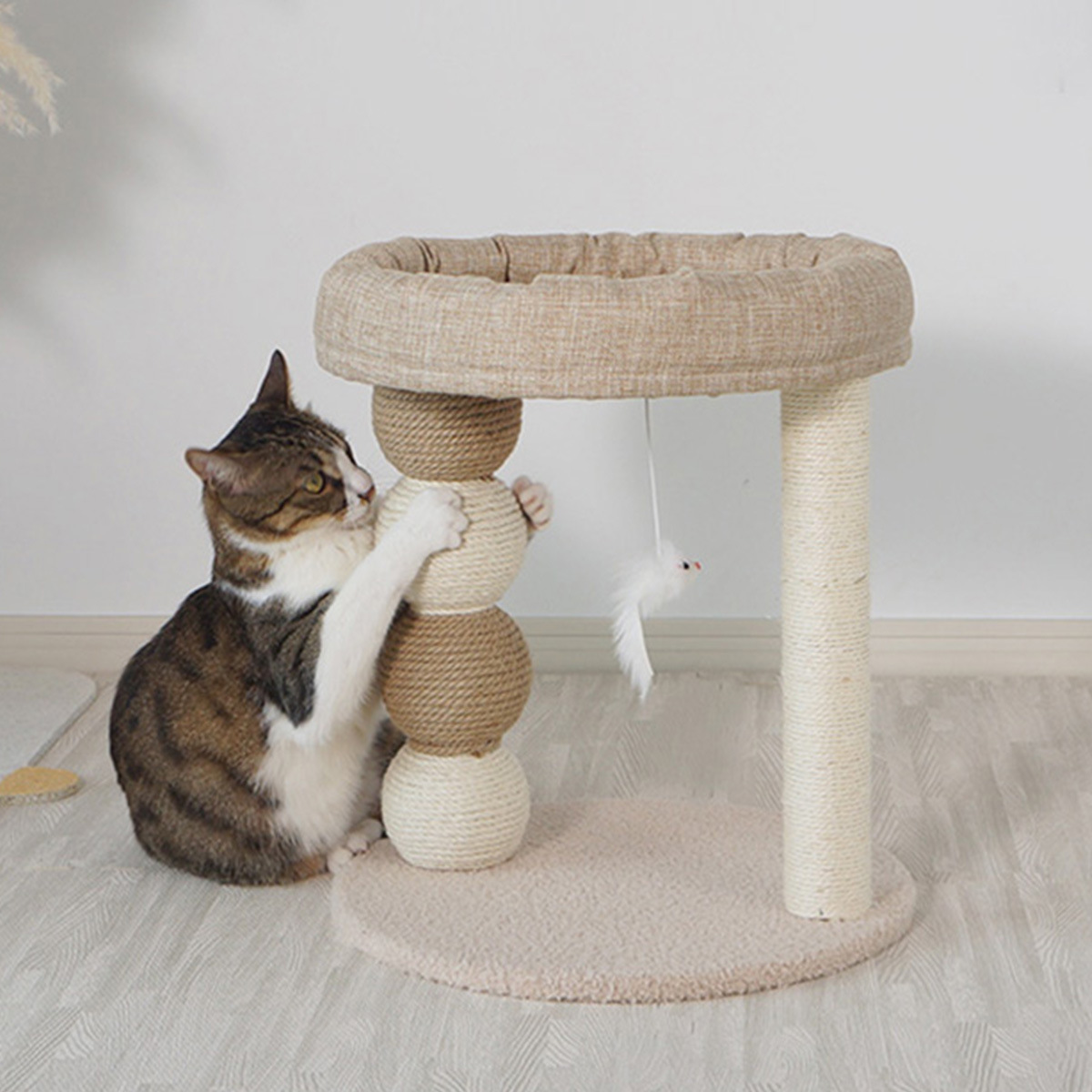 Cat Climbing Frame,Cat Nest,Integrated Summer Linen Cat Scratching Post,Fun Cat Toy,Natural Scratch-resistant Cat Tree