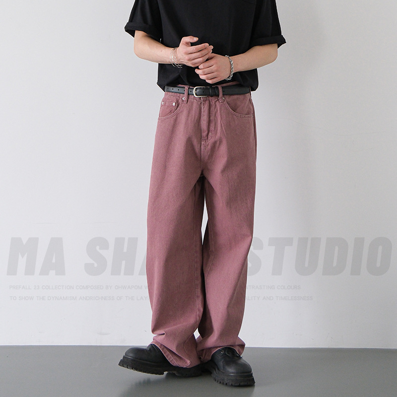 American Style Retro Purple Jeans Men's Spring Thin Summer Dopamine Pants Loose Straight Denim Pants