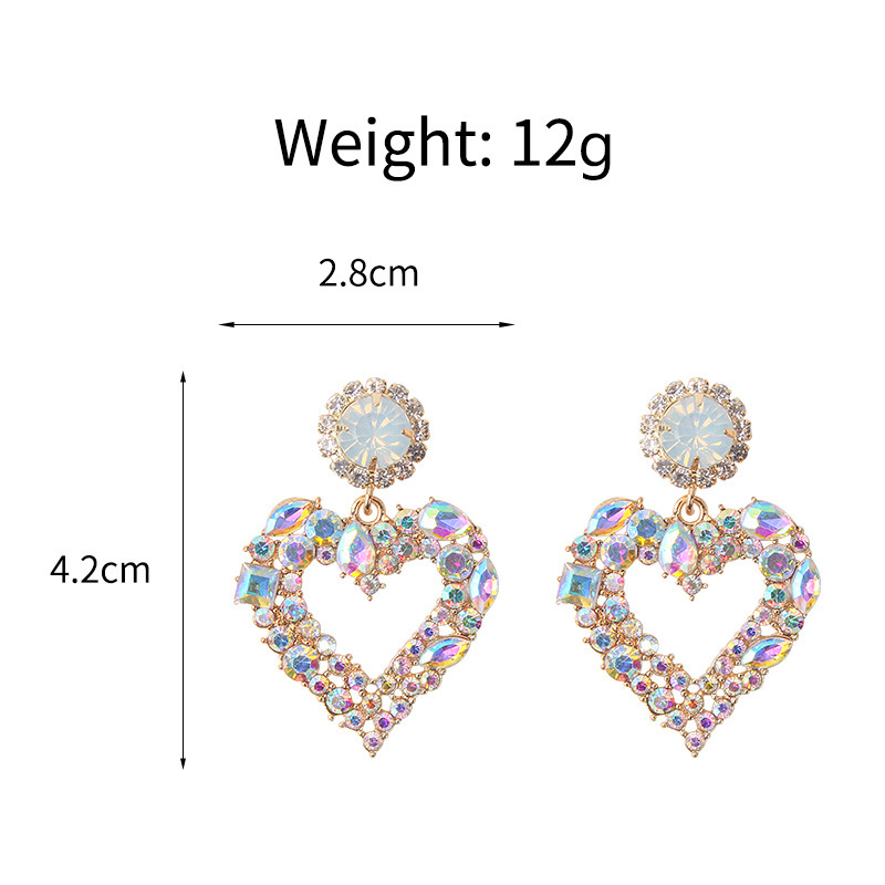 925 Silver Needle South Korea temperament color diamond earrings exaggerated love earrings