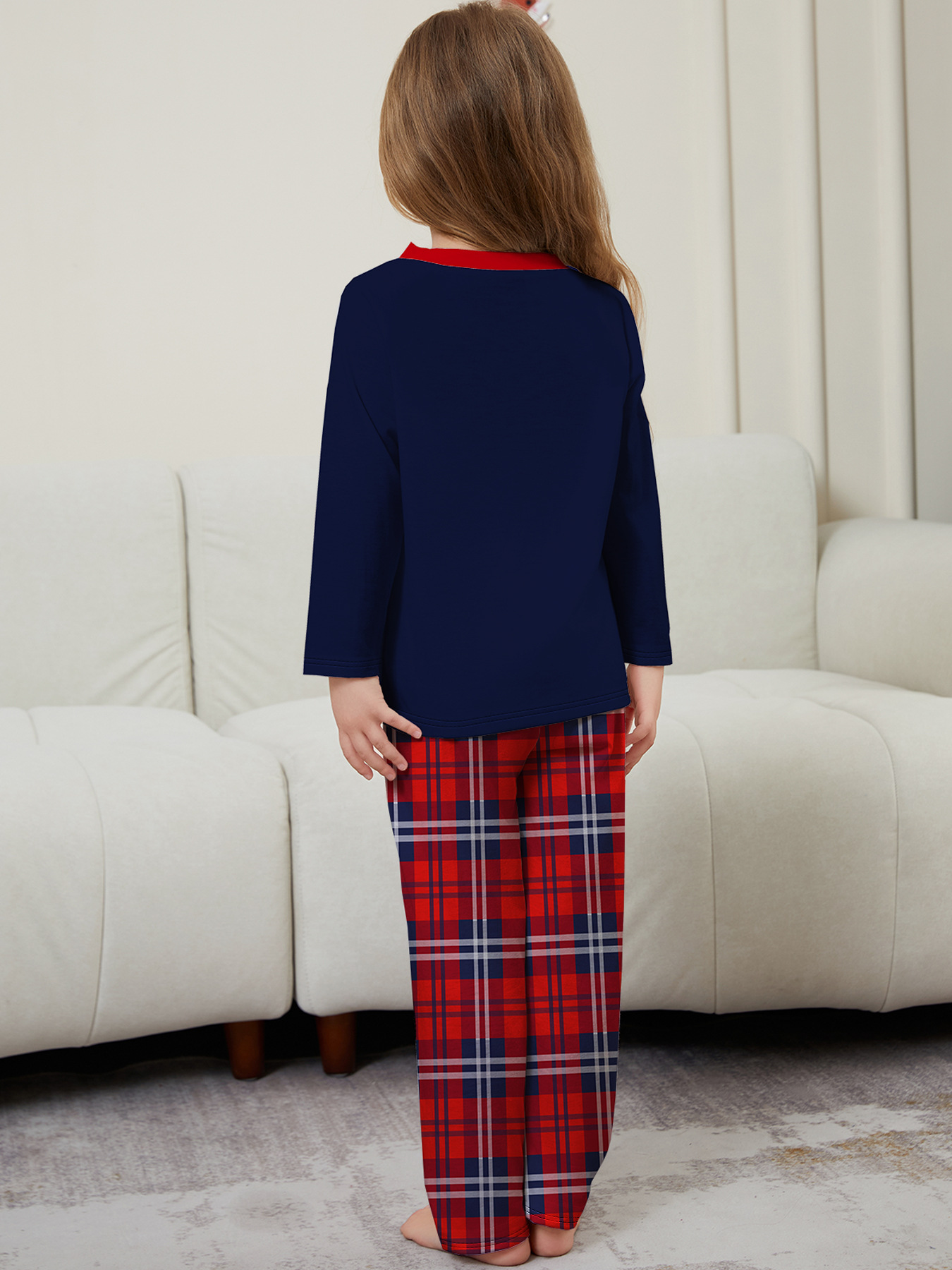 Chapeau de Père Noël alphabet lumineux avec vêtements de famille de Noël imprimés vêtements de maison pyjamas_voghion.com