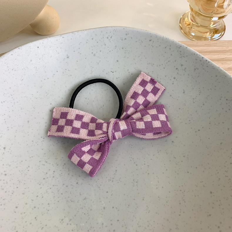 Fashion Checkerboard Knitted Bow Hair Rope Wholesale Nihaojewelry display picture 9