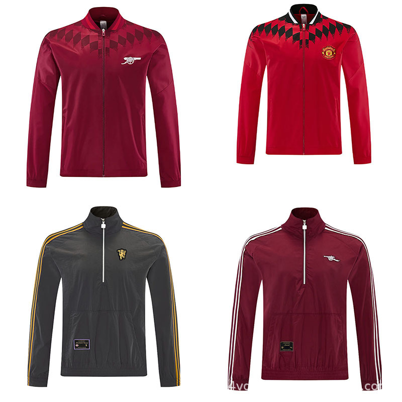Cross-border wholesale 2627 long-sleeve half-zip windbreaker for football sports, hoodless windbreaker for outdoor training and casual football