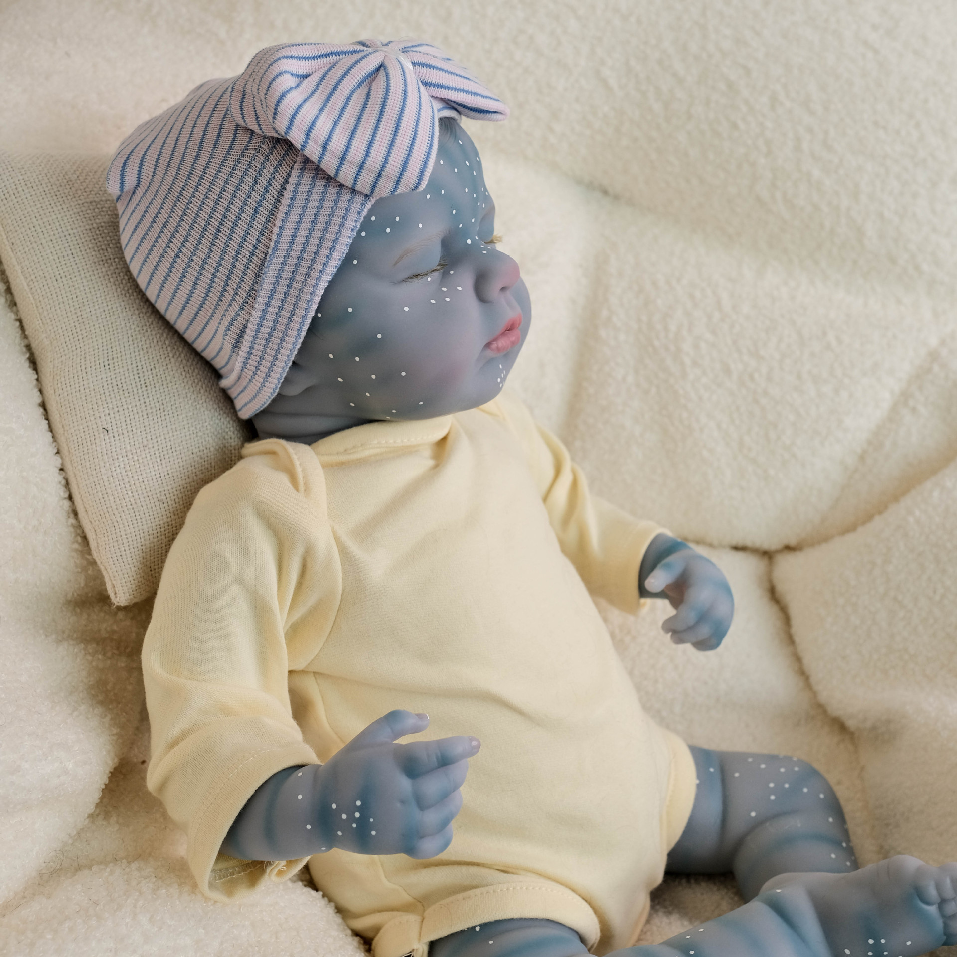 19inch mameco amarillo claro LOULOU Avatar muñeca de simulación pintada a mano para enviar juguetes para niños