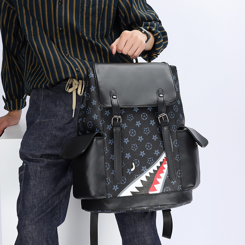 Mochila de hombre presbiteriana de la marca de moda nueva mochila de cuero suave bolsa de computadora de negocios informal de gran capacidad mochila simple hombre