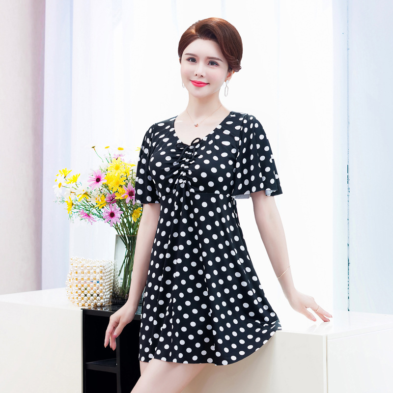 One-Piece Swimsuit for Women, Conservative Belly-Covering Fat Mother's Wear, Middle-Aged and Elderly Loose Hot Spring Large Size Swimsuit Piaor Shu 2022