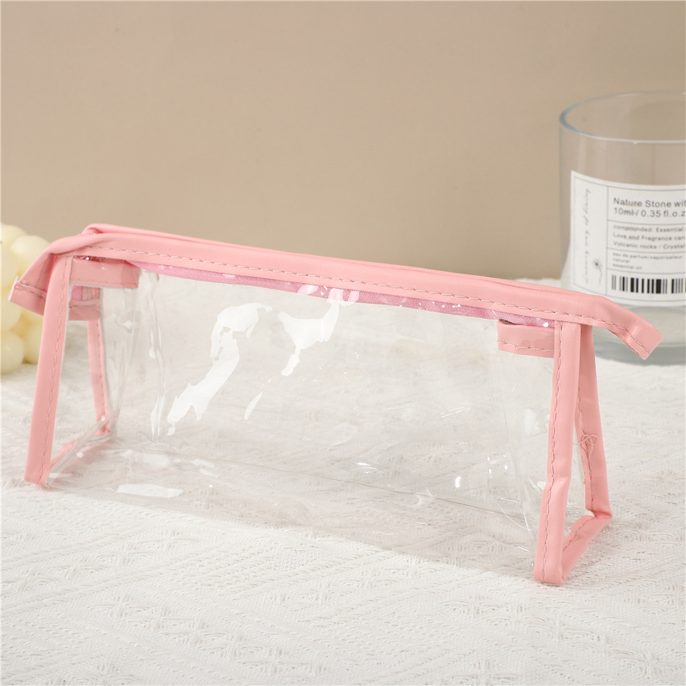 Gran capacidad niñas INS de alto aspecto transparente PVC lápiz caso en stock regalos promocionales estudiante examen papelería bolsa de almacenamiento