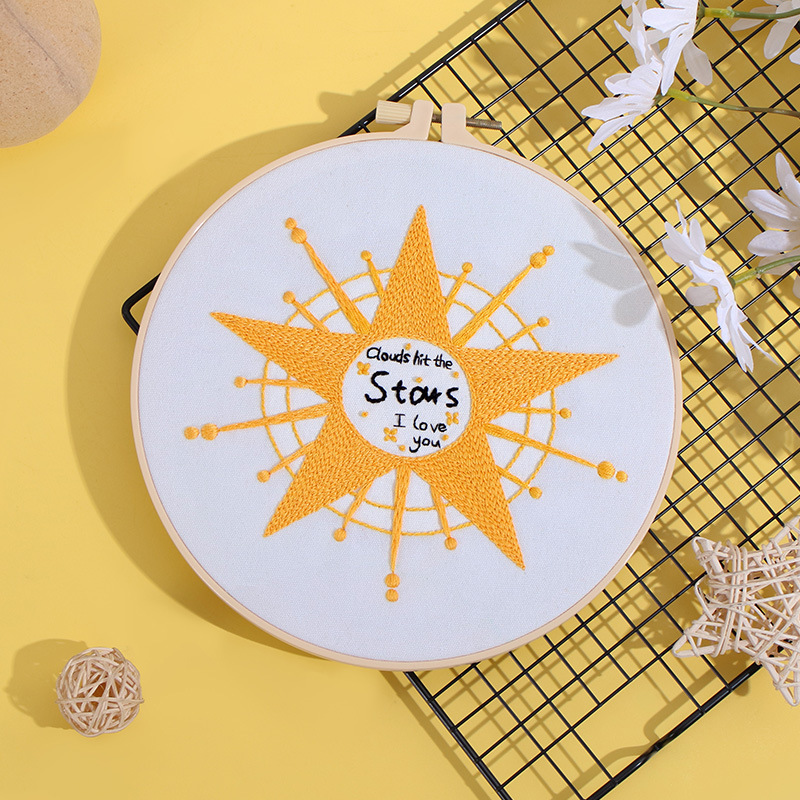 Nuevo original DIY bordado hecho a mano paquete material estrella Luna sol estrella cuerpo día a día luz europeo inglés