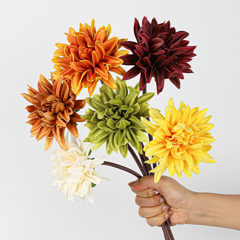 仿真PU单支小号小丽花观音莲塑料植物办公桌台面摆件家居装饰品