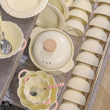 法式餐具碗碟盘奶油风高颜值盘子碗具2024新款草帽碗饭碗餐盘批发