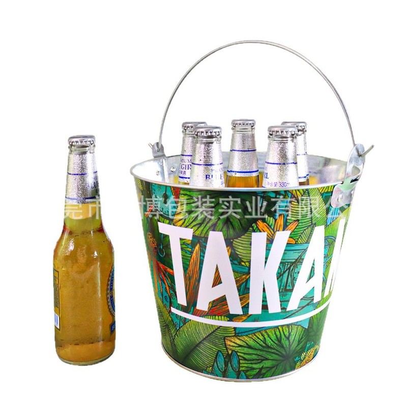 厂家直销5L圆形锌铁冰桶酒吧KTV啤酒桶夜场户外野营聚餐手提冰桶|undefined