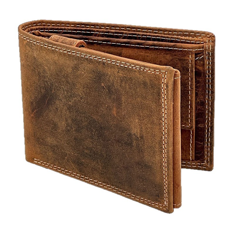 Personalizada Amazon retro cartera de cuero para hombres de gran capacidad multifuncional cartera de cuero Crazy Horse Cartera de negocios