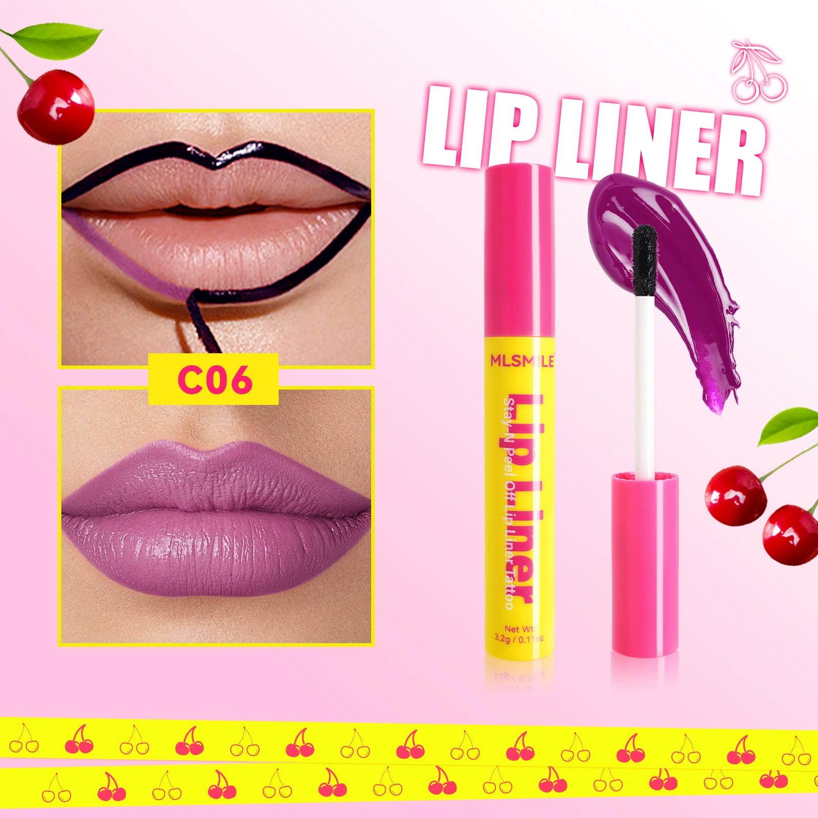 MLSMILE (Cross-border trading), съемный водостойкий карандаш для губ, помада, блеск для губ, 6 цветов, не тускнеет
