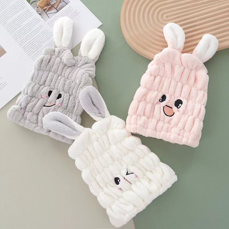 Cuffia asciugacapelli bambini con orecchie da coniglio morbida_voghion.com