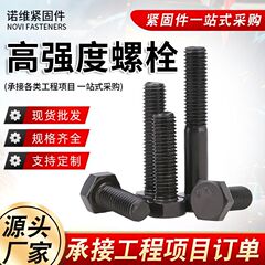 高强度外六角螺栓8.8级12.9级氧化发黑全牙半牙螺栓建筑工程螺丝