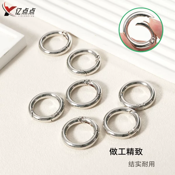 Open ring circular spring clasp accessory, metal buckle for bags, spring ring keychain, mobile phone hanging ring hook