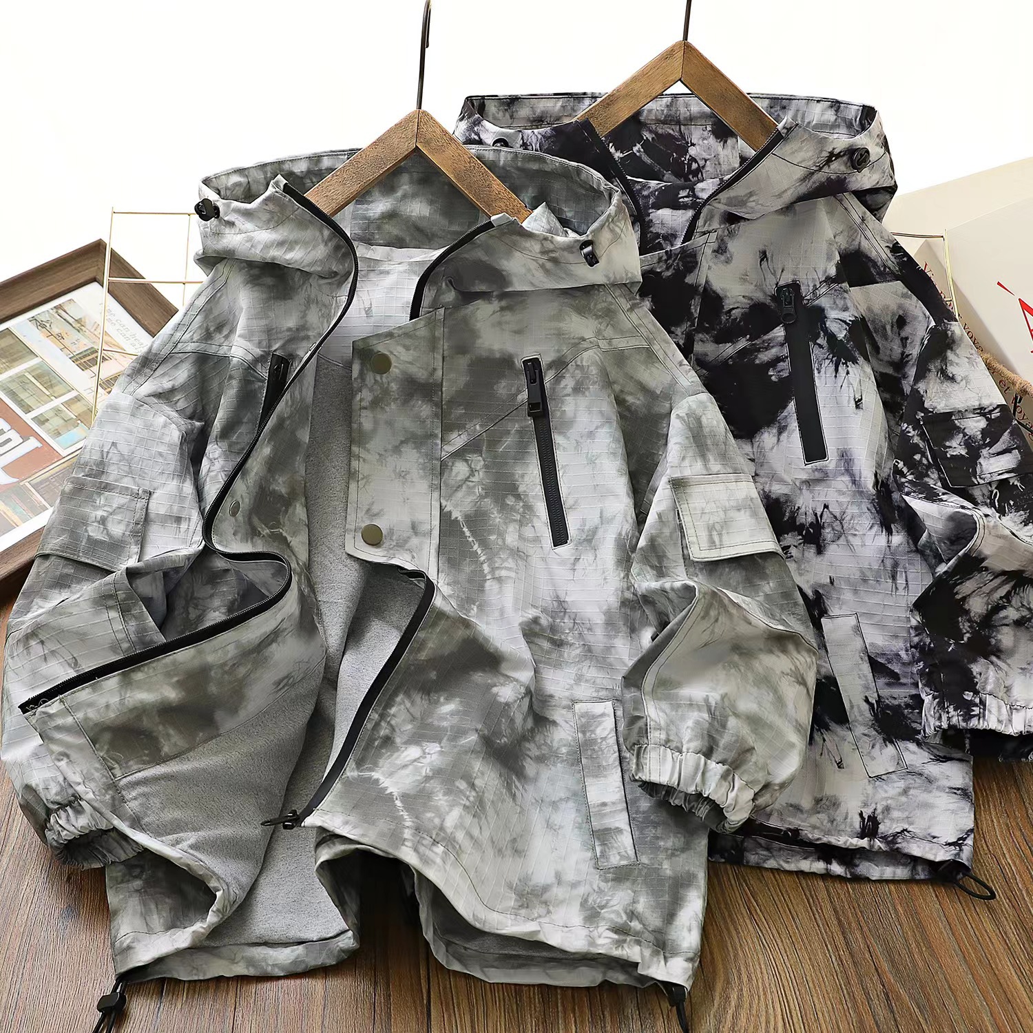 Children's 2024 New Spring Tour Tie-Dye Print Windbreaker for Boys Outdoor Sports Waterproof Jacket for Girls Windproof Outerwear Trendy