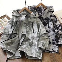 Children's 2024 New Spring Tour Tie-Dye Print Windbreaker for Boys Outdoor Sports Waterproof Jacket for Girls Windproof Outerwear Trendy