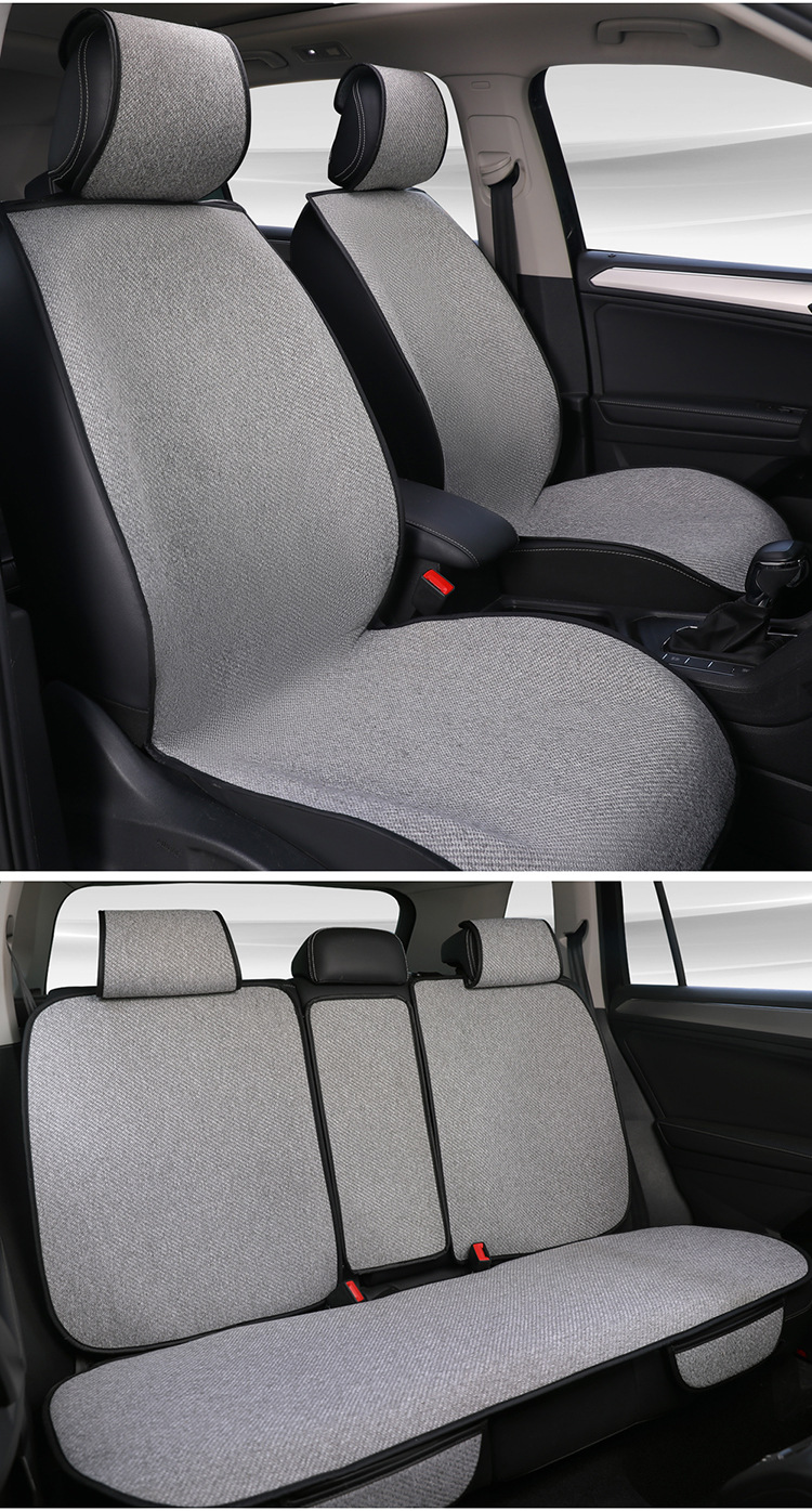 Car Seat Cushion, Universal for All Seasons, Linen Air Layer, Breathable, Non-Slip, Semi-Enclosed Seat Cover, Summer Half-Enclosed Cushion