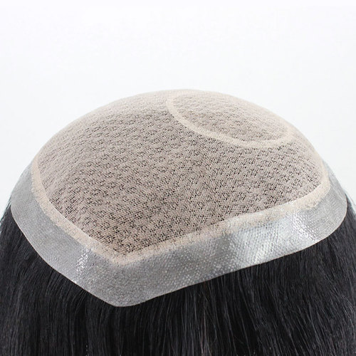 Bio-Scalp Men's Wig Replacement Block Manufacturer Wholesale Thin Breathable Hand-knitted Human Hair Wig Piece